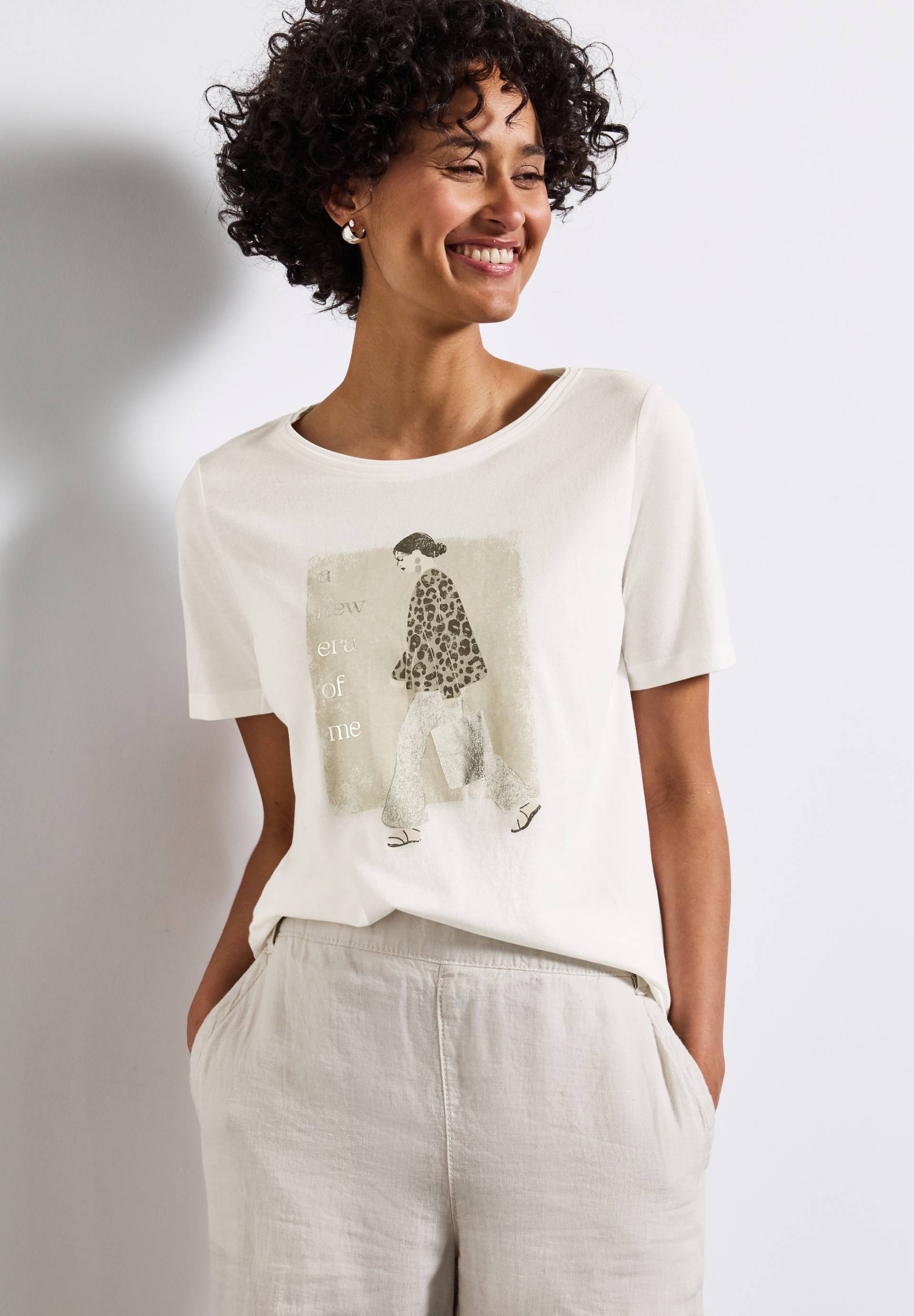STREET ONE T-Shirt, mit Print und schimmerndem Folien-Wording STREET ONE T-Shirt, mit Print und schimmerndem Folien-Wording von Street One