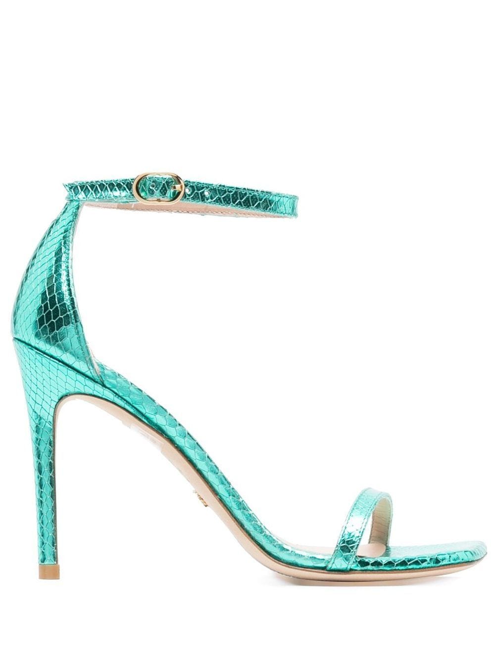 Stuart Weitzman 100mm snakeskin-effect stiletto sandals - Blue von Stuart Weitzman