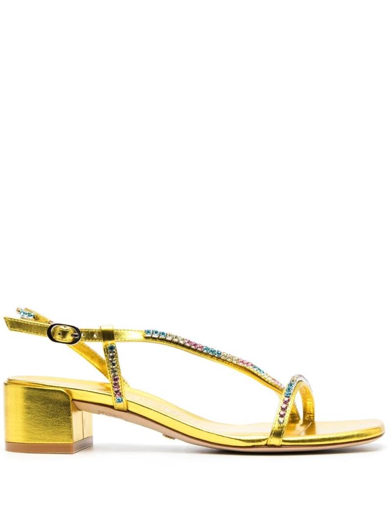 Stuart Weitzman crystal-embellished 45mm block-heel sandals - Yellow von Stuart Weitzman