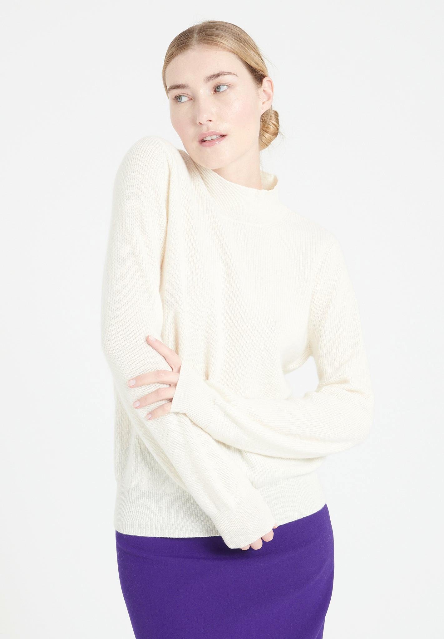 Mia 1 Pullover Mit Stehkragen - 100% Kaschmir Damen Offwhite L von Studio Cashmere8