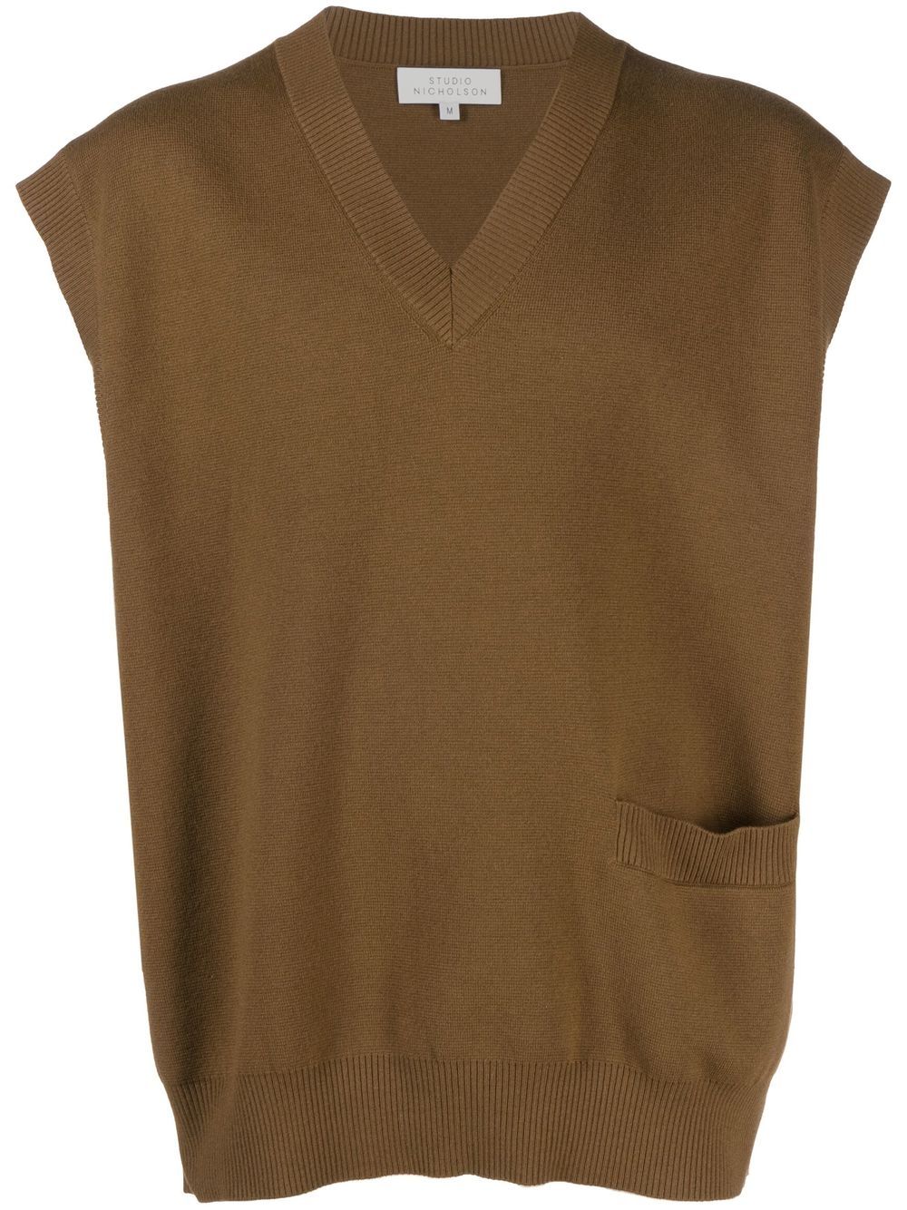 Studio Nicholson V-neck knitted vest - Brown von Studio Nicholson