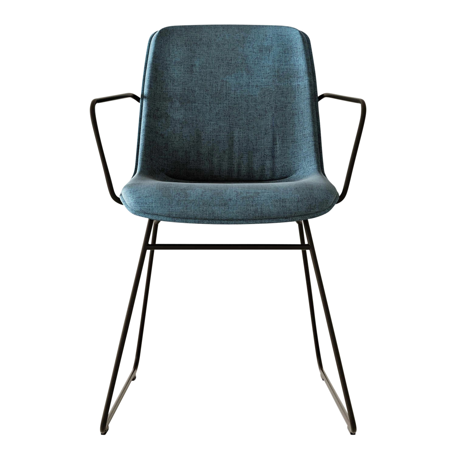 Q5 Chair Kufenstuhl, Bezug stoff kvadrat, re-wool 658, Untergestell mit armlehne von Studio by Mobimex