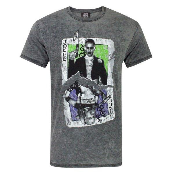 Joker Harley Card Burn Out Tshirt Herren Grau XXL von Suicide Squad