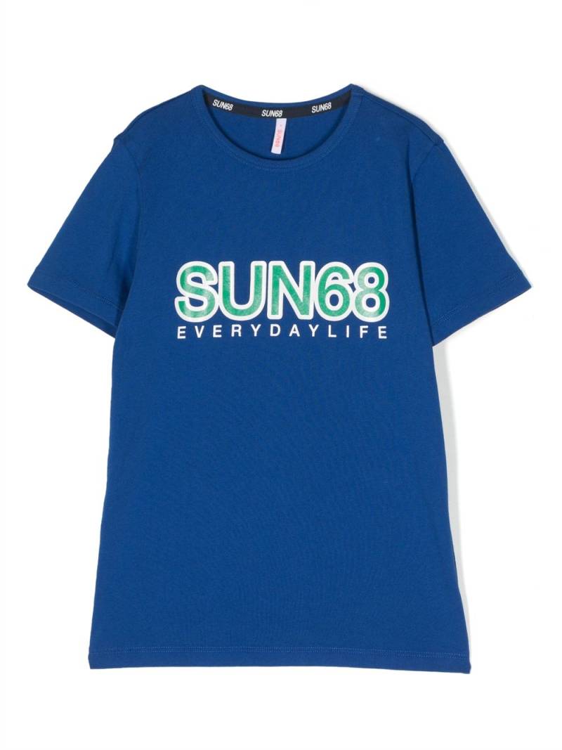 Sun 68 logo-print cotton T-shirt - Blue von Sun 68