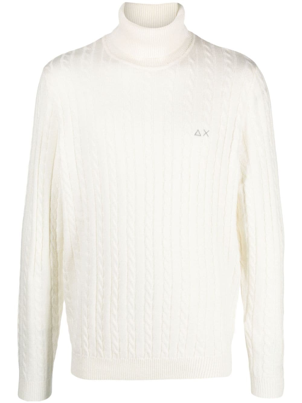 Sun 68 logo-embroidered cable-knit jumper - White von Sun 68