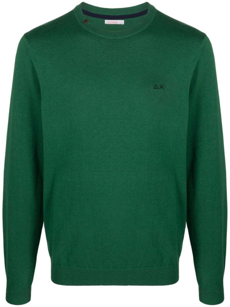 Sun 68 logo-embroidered fine-knit jumper - Green von Sun 68