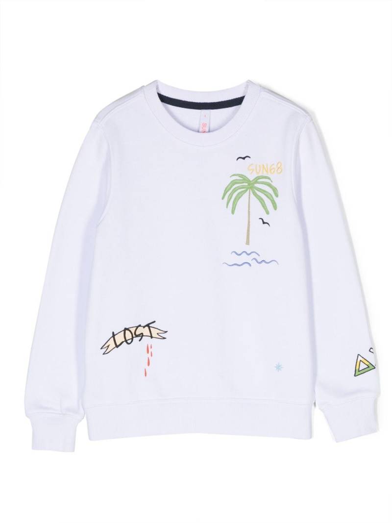 Sun 68 palm-tree printed sweatshirt - White von Sun 68