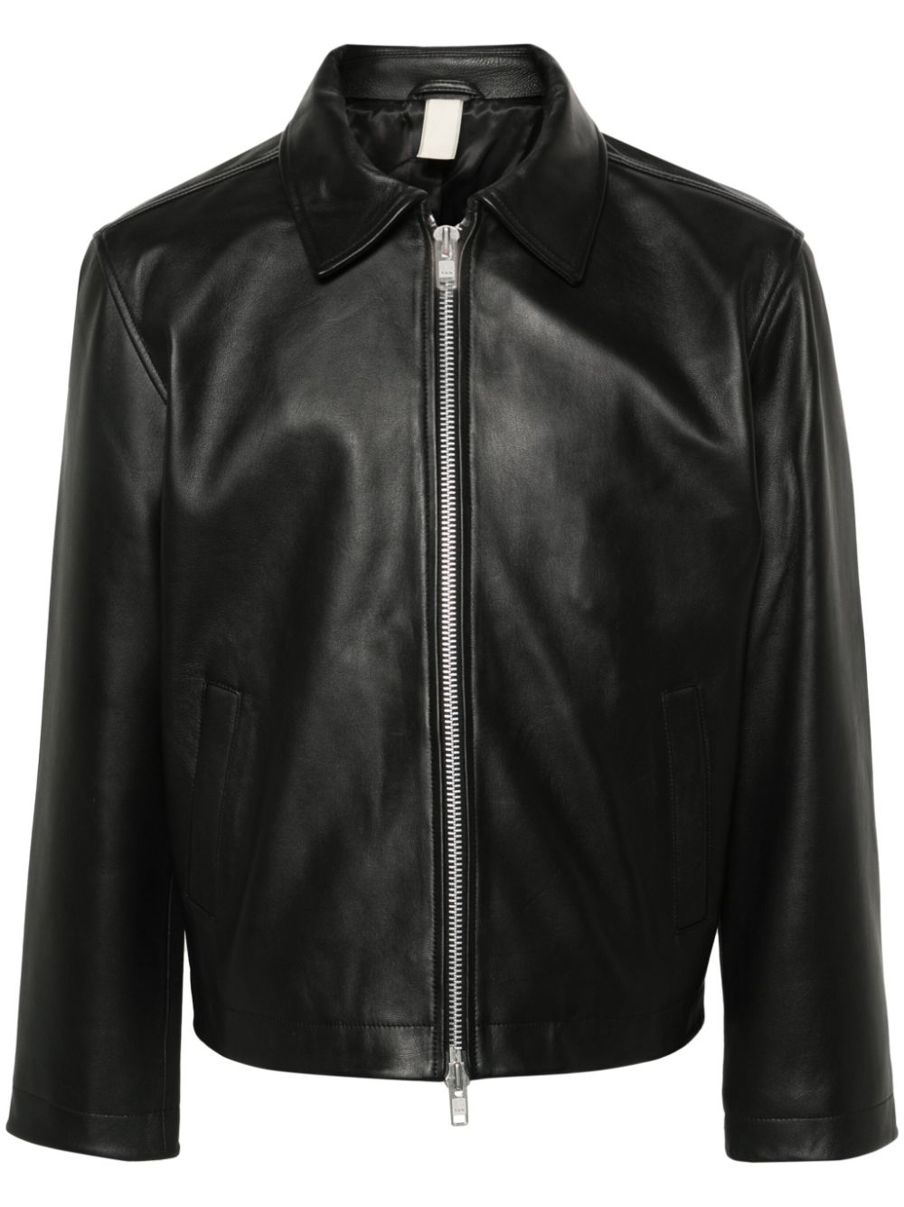 Sunflower zip-up leather jacket - Black von Sunflower