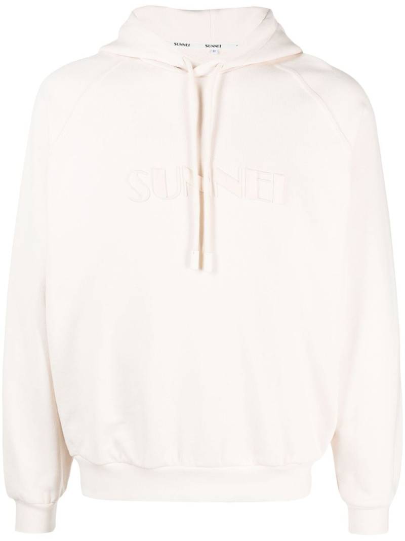 Sunnei embroidered-logo cotton hoodie - Neutrals von Sunnei