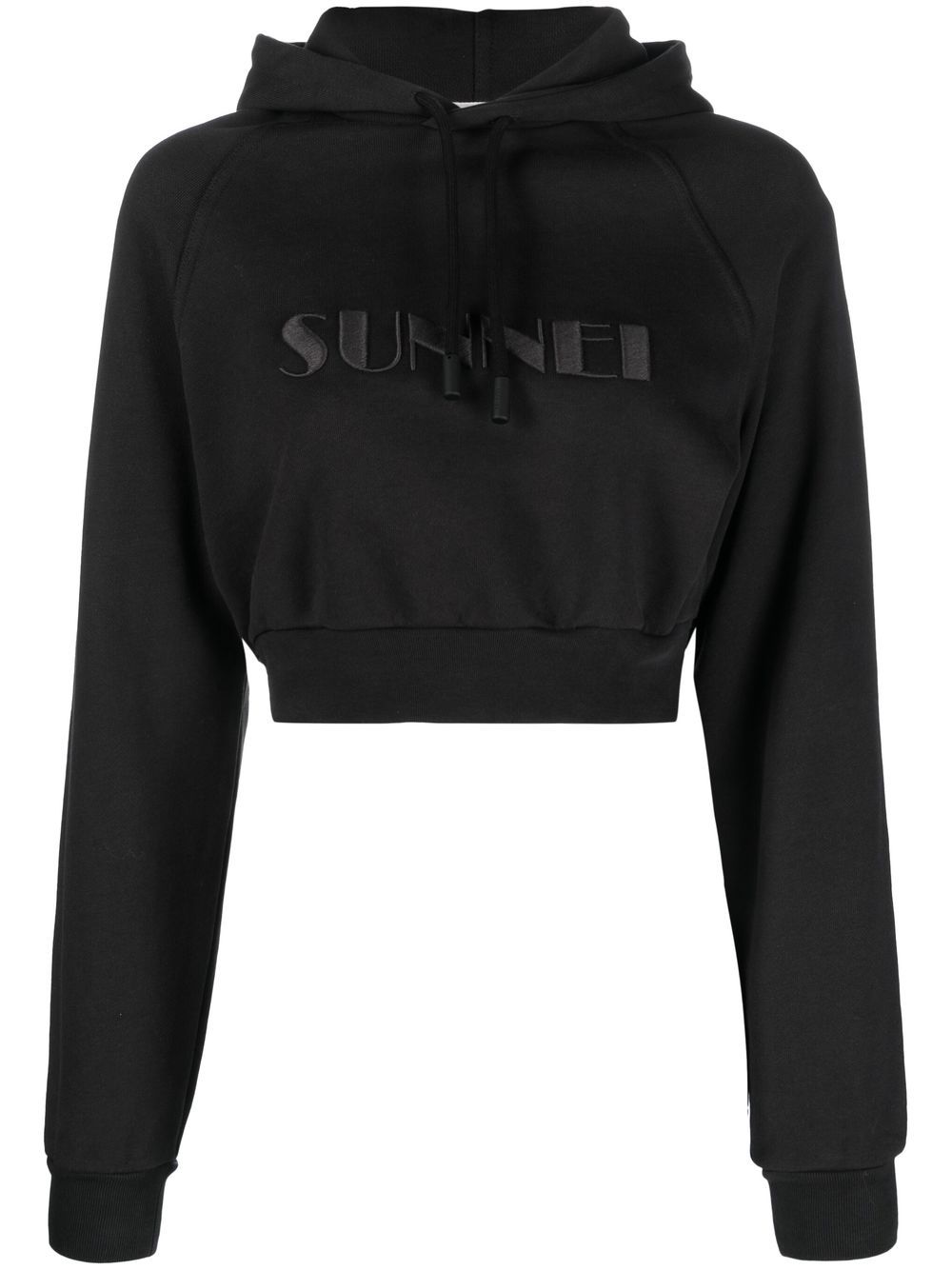 Sunnei embroidered-logo cropped hoodie - Black von Sunnei