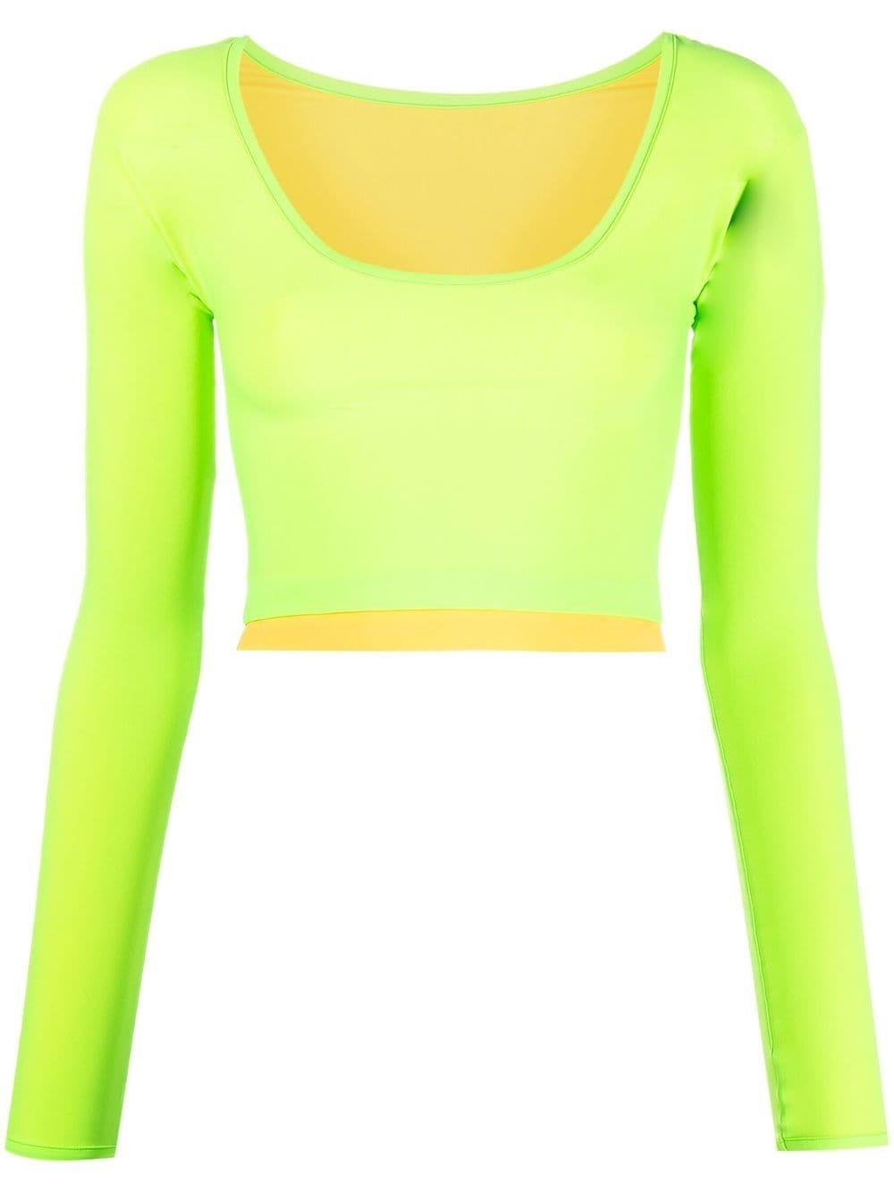 Sunnei layered long-sleeved crop top - Green von Sunnei