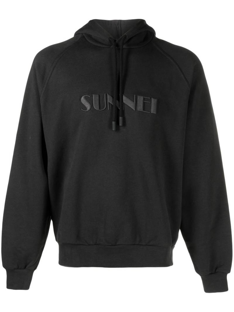 Sunnei logo-embroidered cotton hoodie - Black von Sunnei