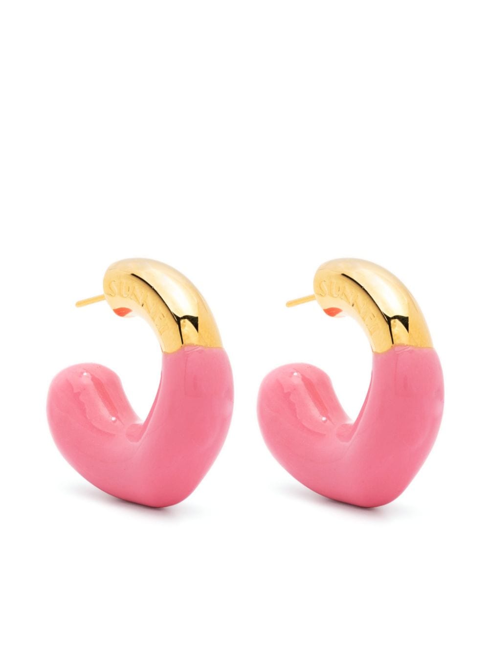 Sunnei logo-engraved small-hoop design earrings - Pink von Sunnei