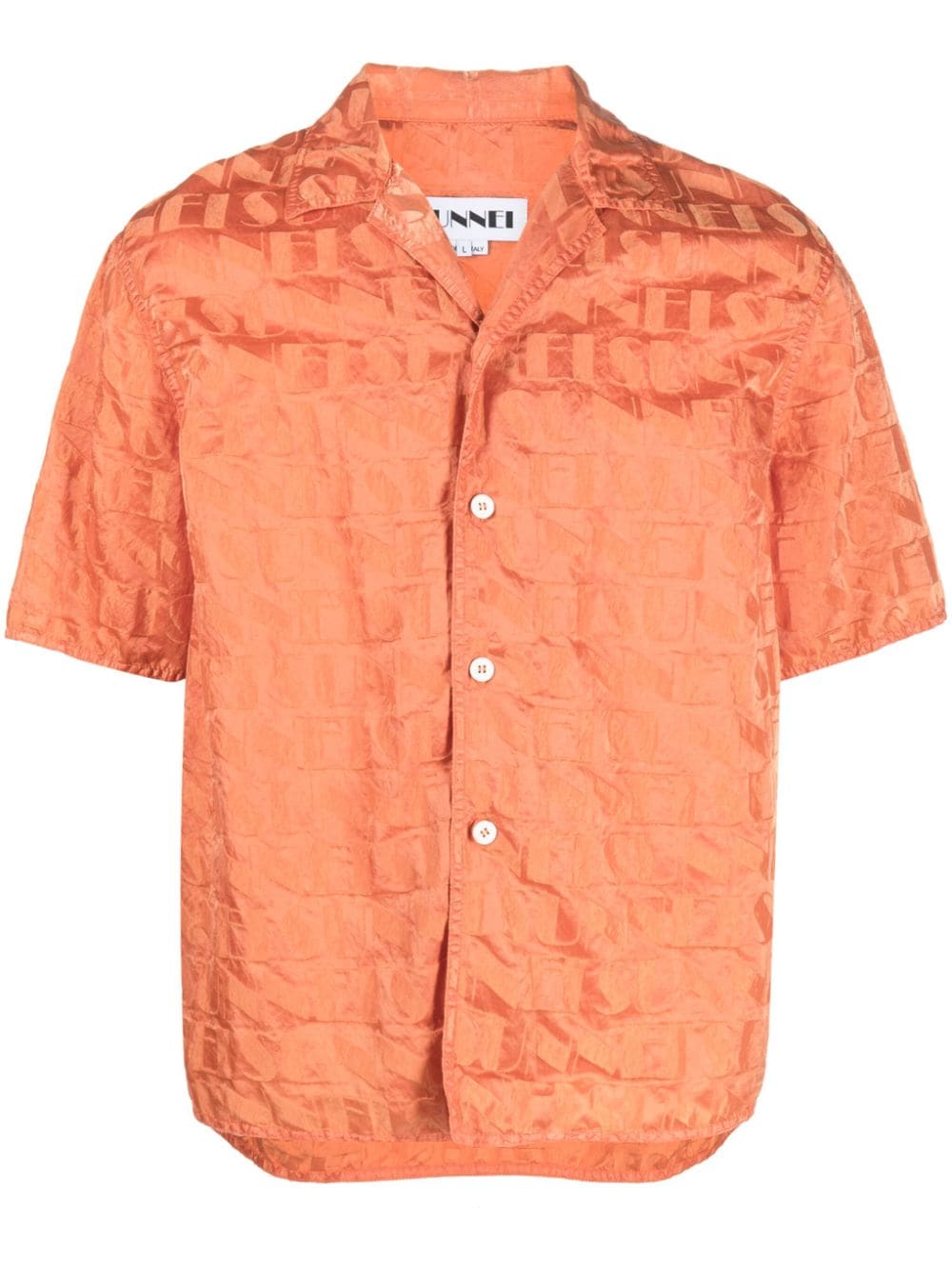 Sunnei monogram-jacquard Cuban-collar shirt - Orange von Sunnei