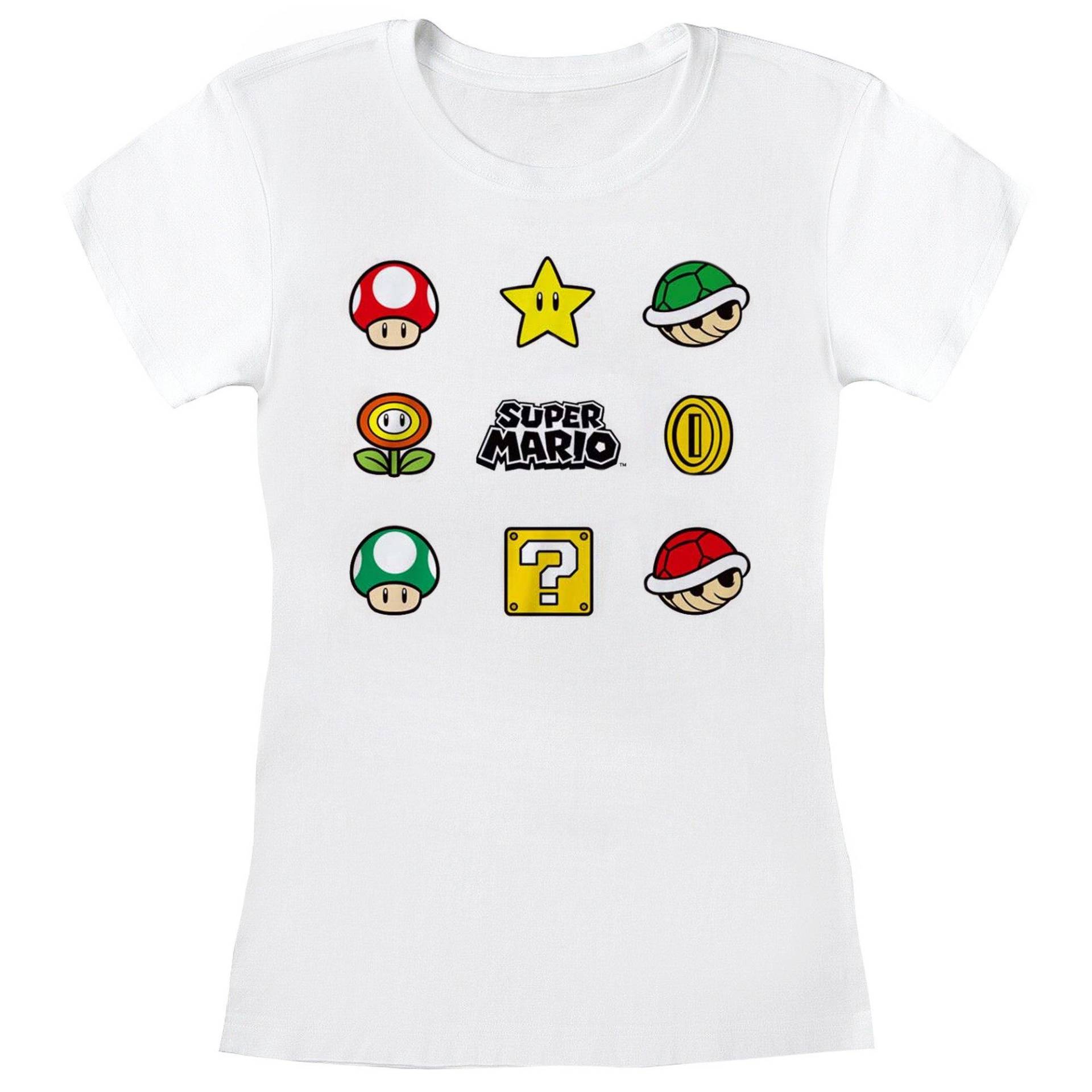 Items Tshirt Damen Weiss L von Super Mario