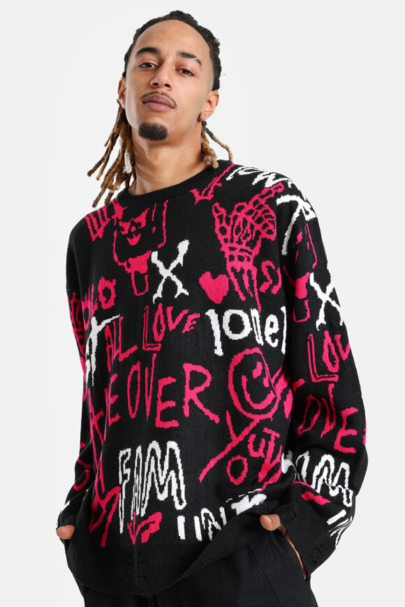 Supercrew Strickpullover | Schwarz + Pink | Herren  | L von Supercrew