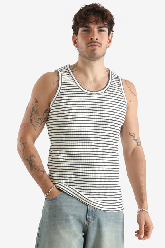 Supercrew Geripptes Tanktop | Offwhite + Schwarz | Herren  | L von Supercrew