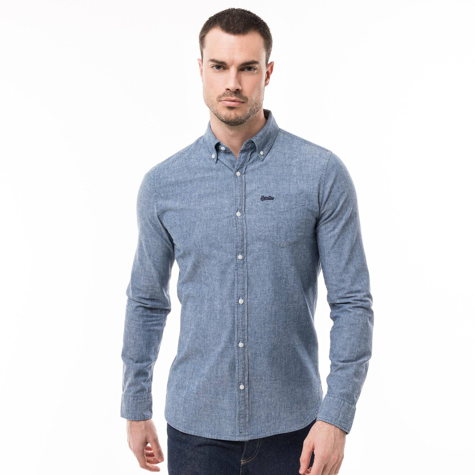 Hemd, Langarm Herren Indigo L von Superdry