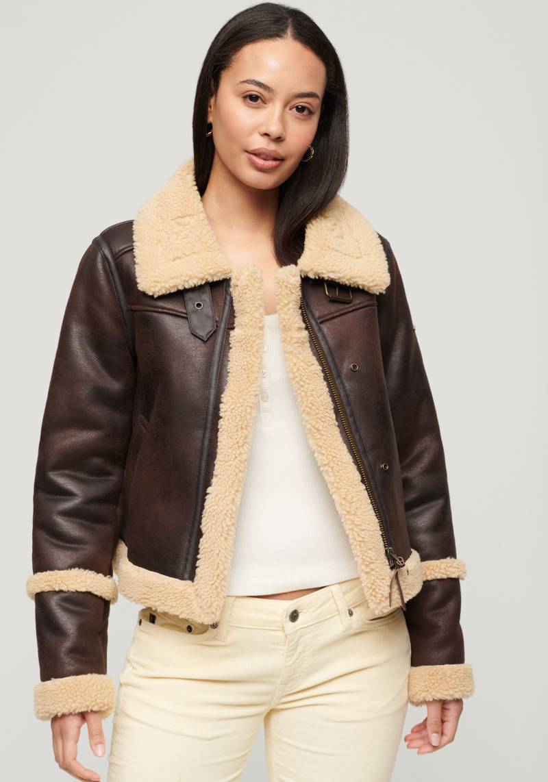 Superdry Lederimitatjacke »FAUX SHEARLING CROP JACKET« von Superdry