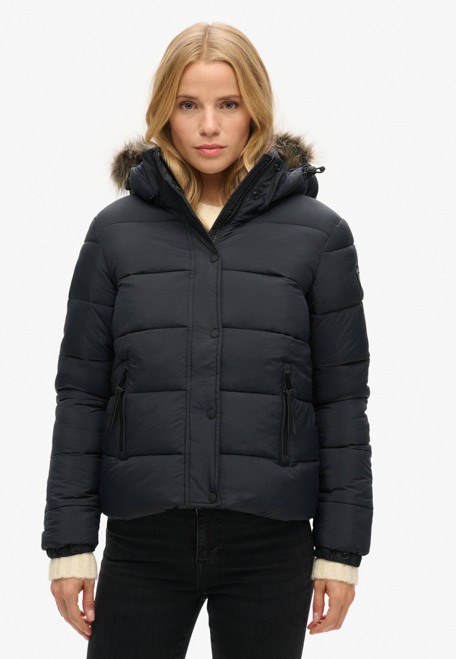 Superdry Steppjacke »FAUX FUR SHORT HOOD PUFFER«, mit Kapuze von Superdry