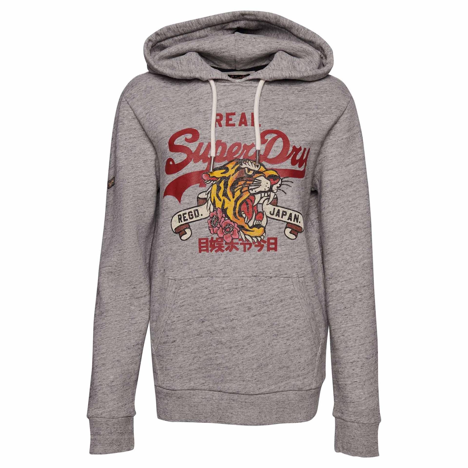 Sweatshirt Bequem Sitzend-vintage Narrative Hood Damen Grau L von Superdry