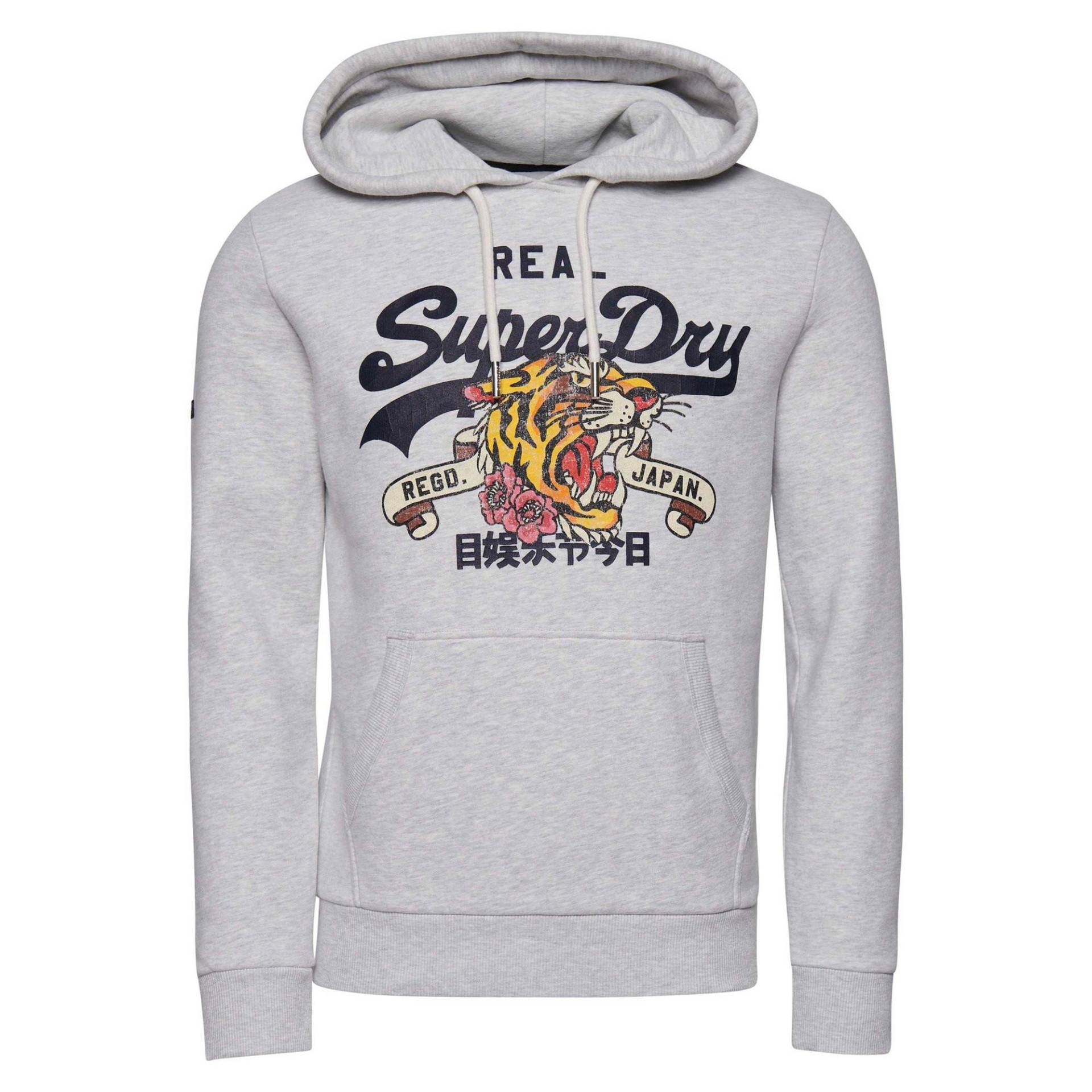 Sweatshirt Bequem Sitzend-vintage Narrative Hood Damen Mediumgrau M von Superdry