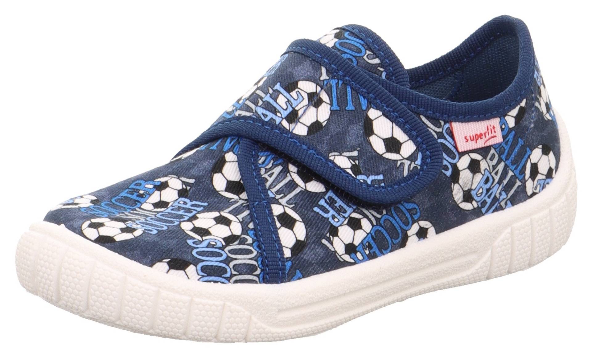 Superfit Hausschuh »BILL WMS: Mittel«, Klettschuh, Kindergarten Schuh mit Fussball-Print von Superfit