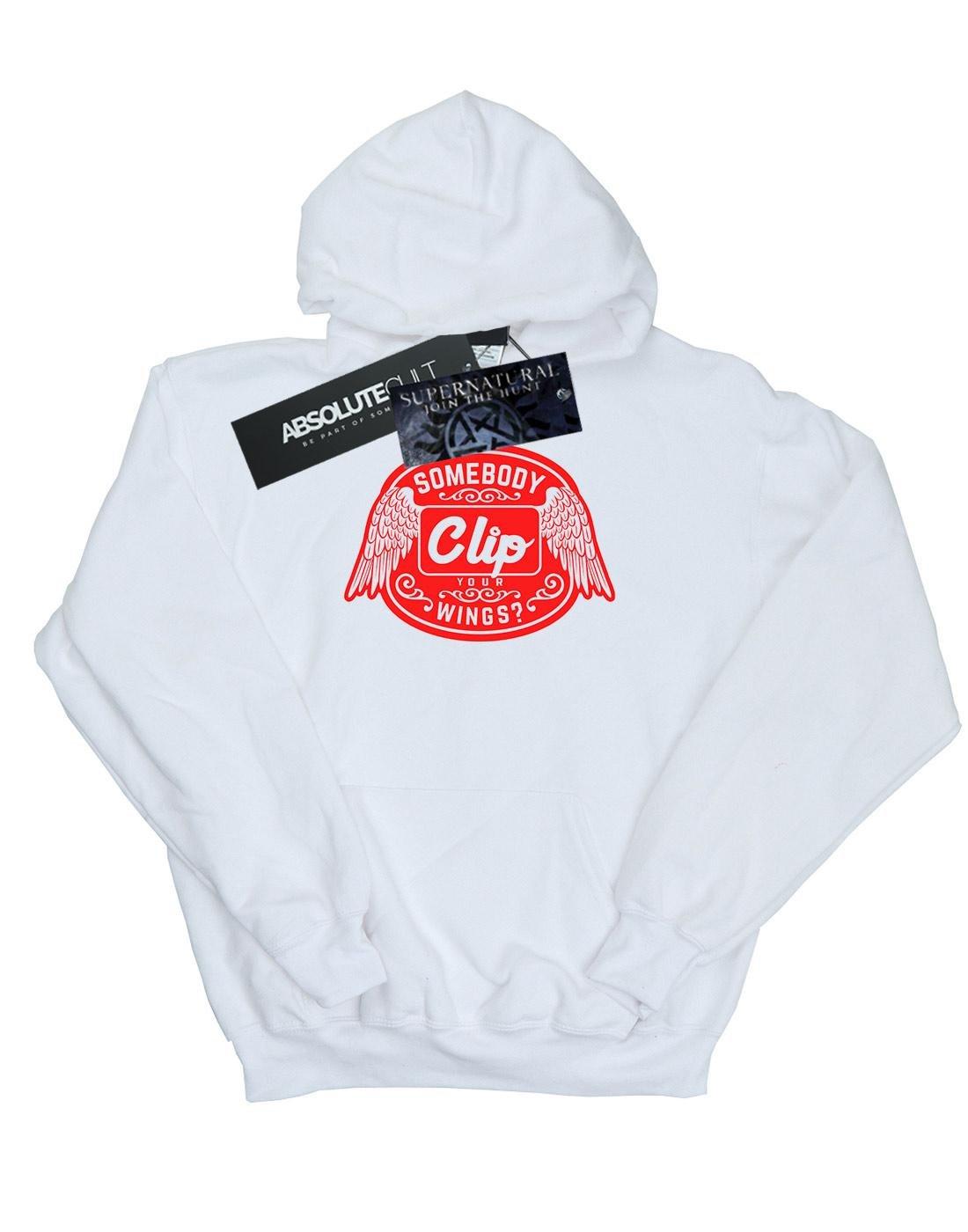 Clip Your Wings Kapuzenpullover Herren Weiss L von Supernatural