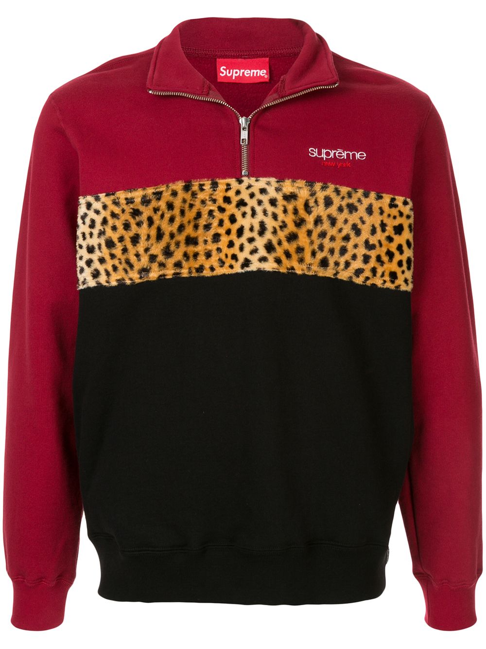 Supreme leopard-print panel half-zip sweatshirt - Red von Supreme