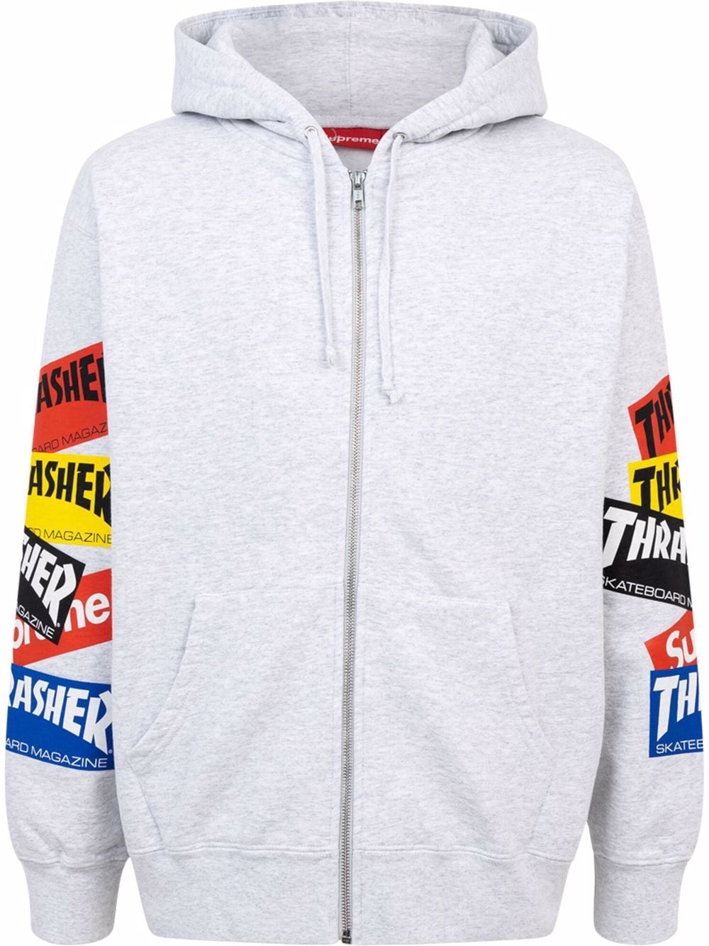Supreme x Thrasher multi logo zip-up hoodie - Grey von Supreme