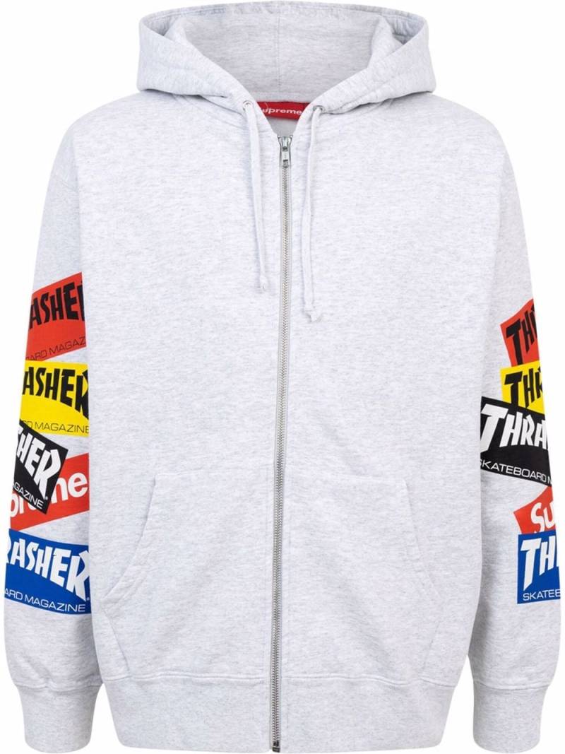 Supreme Thrasher multi logo zip-up hoodie - Grey von Supreme