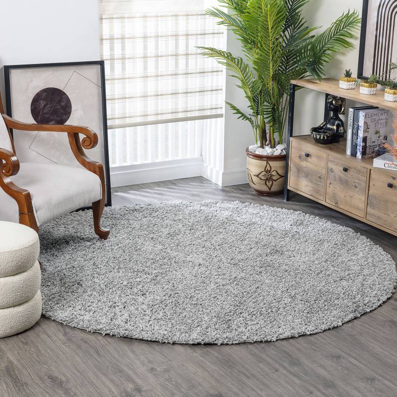Livabliss Hochflor-Teppich »BORACAY«, rund, 37 mm Höhe, Flauschig, Langflor, Weich, Wohnzimmer Flurteppich, Grau von Livabliss