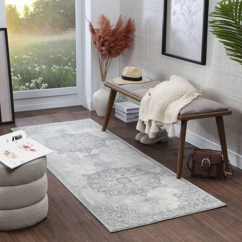 Livabliss Teppich »CORO«, rechteckig, 11 mm Höhe, Boho Kurzflor Orientteppich, Wohnzimmer, Schlafzimmer, Grau von Livabliss