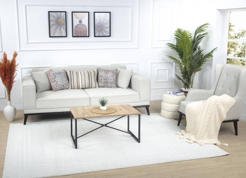 Livabliss Teppich »MONACO«, rechteckig, 14 mm Höhe, Skandinavischer Teppich, Kurzflor Boho-Wohnzimmerteppich von Livabliss