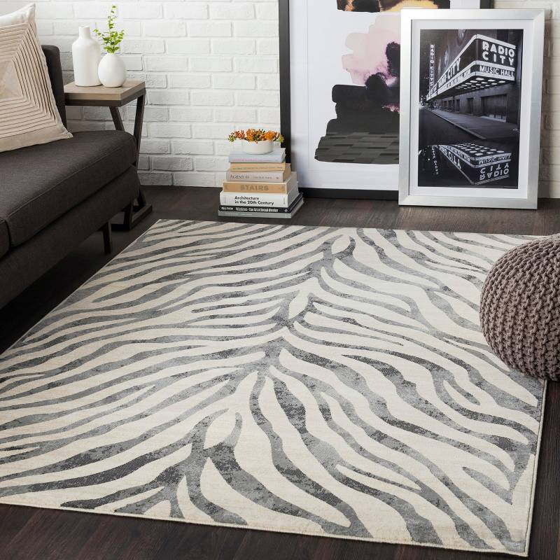 Livabliss Teppich »LUANDA«, rechteckig, 11 mm Höhe, Skandinavischer Teppich, Boho Wohnzimmerteppich/Läufer im Zebra Muster von Livabliss