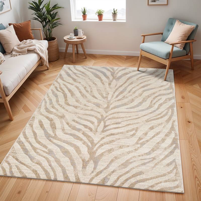 Livabliss Teppich »LUANDA«, rechteckig, 11 mm Höhe, Skandinavischer Teppich, Boho Wohnzimmerteppich/Läufer im Zebra Muster von Livabliss