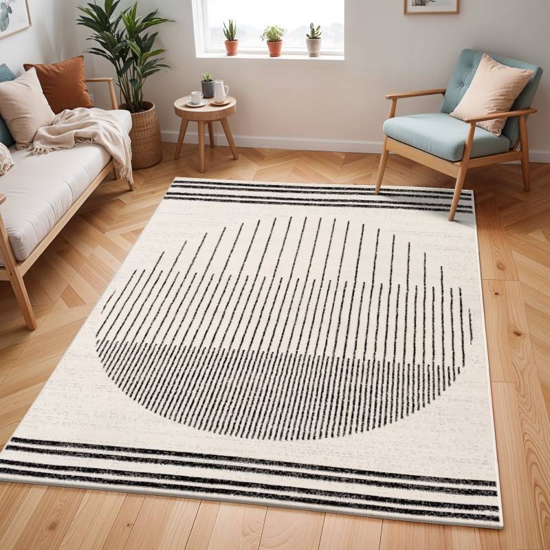 Livabliss Teppich »SANTIAGO«, rechteckig, 10 mm Höhe, Skandinavischer Teppich, Kurzflor Boho-Wohnzimmerteppich, Läufer von Livabliss