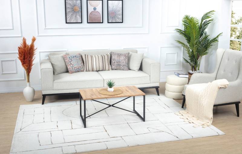 Livabliss Teppich »BUSAN«, rechteckig, 14 mm Höhe, Skandi Design, Modern Boho Kurzflor Wohnzimmerteppich, Schlafzimmer von Livabliss