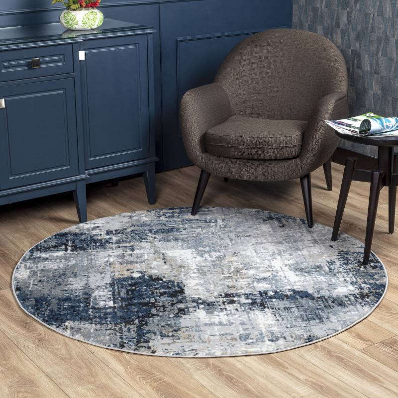Livabliss Teppich »PARIS«, rund, 10 mm Höhe, Modern Marmor Design, Wohnzimmerteppich, Schlafzimmer von Livabliss
