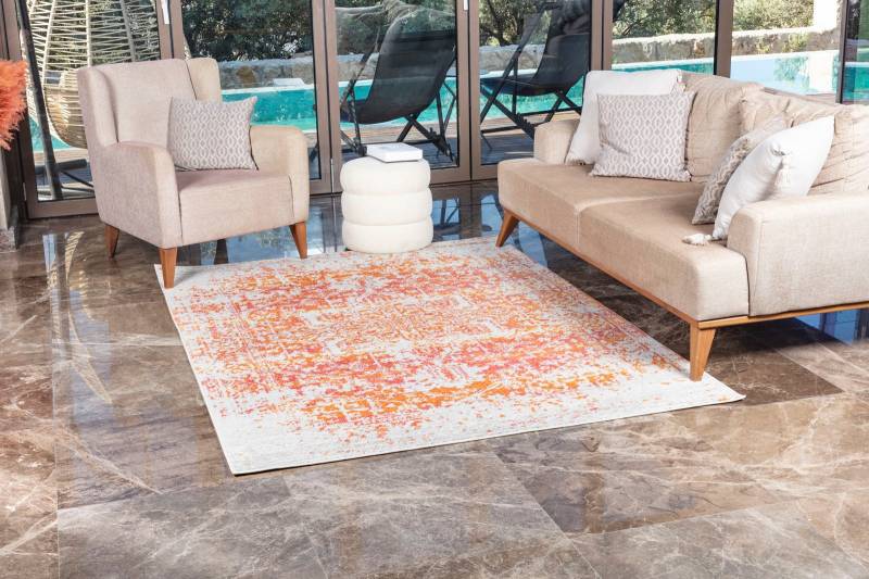 Livabliss Teppich »SYRACUSA«, rechteckig, 12 mm Höhe, Kurzflor Orientteppich, Wohnzimmer, Schlafzimmer, Orange von Livabliss