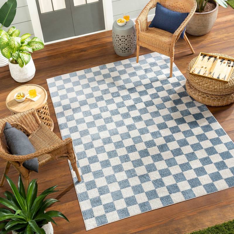 Livabliss Teppich »CLEVELAND«, rechteckig, 6 mm Höhe, Maschinenwaschbarer Teppich mit Karomuster, Kurzflor Wohnzimmerteppich von Livabliss