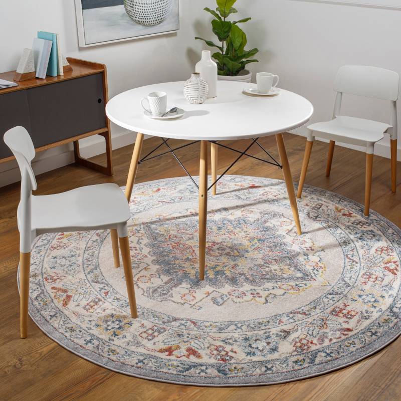 Livabliss Teppich »CASABLANCA«, rund, 13 mm Höhe, Vintage Orientteppich, Kurzflor Boho Wohnzimmerteppich, Läufer von Livabliss