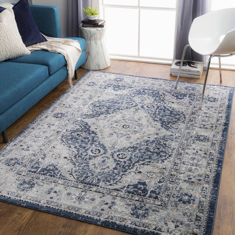 Livabliss Teppich »VIENNA«, rechteckig, 10 mm Höhe, Boho Kurzflor Orientteppich, Wohnzimmer, Schlafzimmer, Blau von Livabliss