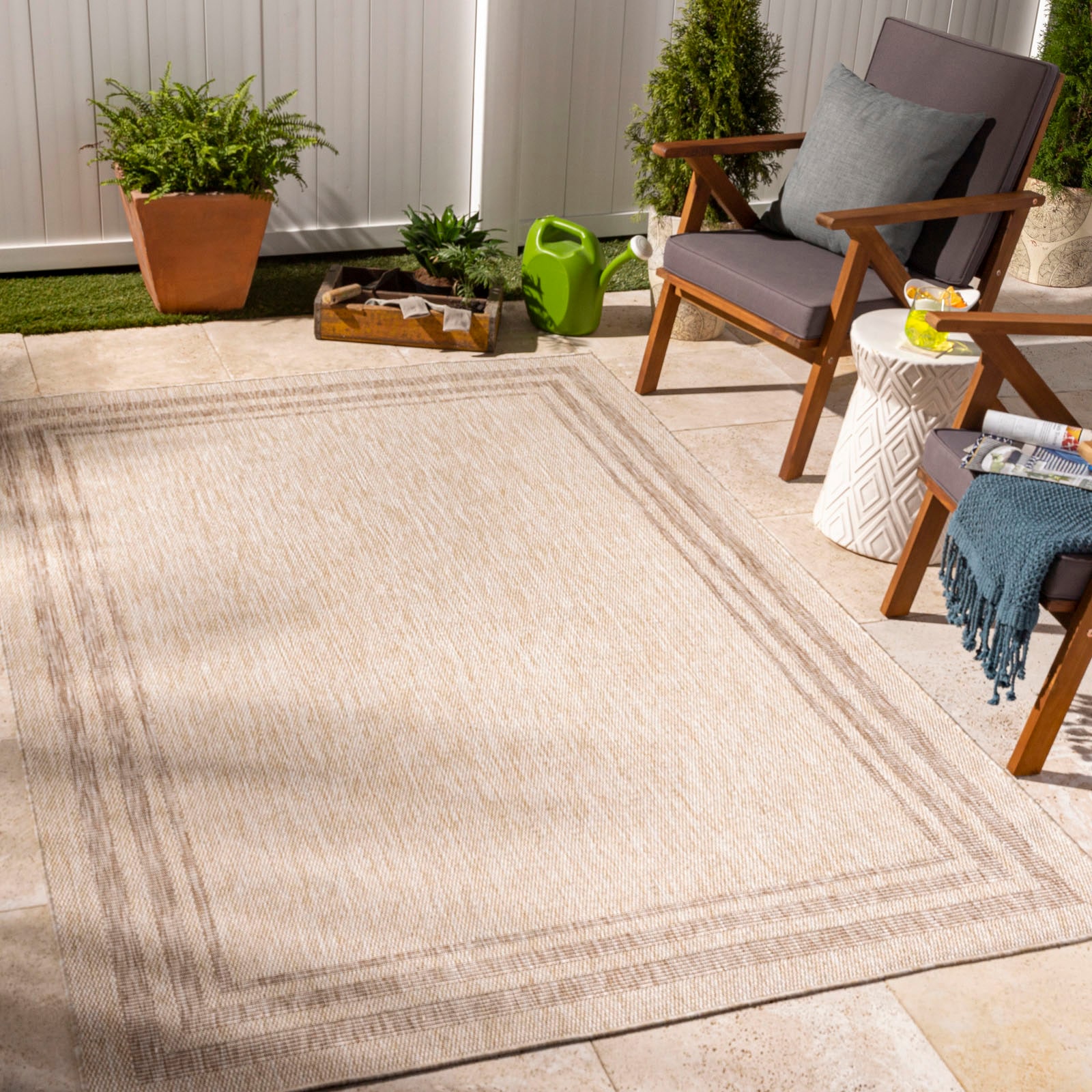 Surya Teppich »Traditional 2372«, rechteckig, Teppich In- /Outdoor Boho Jute-Optik, Balkon, Terrasse, Garten, Beige von Surya