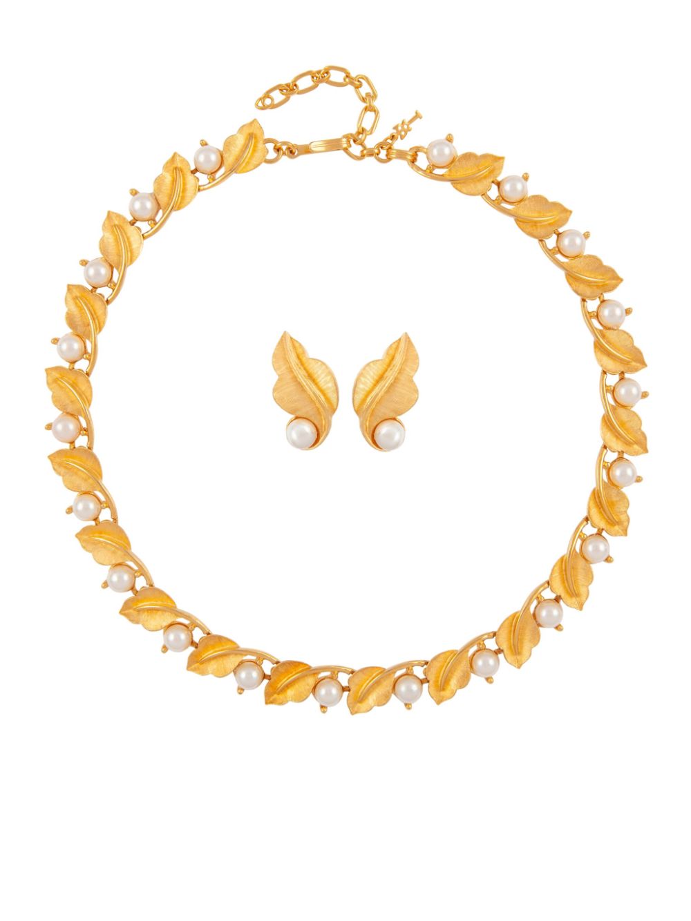 Susan Caplan Vintage 1960s Trifari leaf necklace and earrings set - Gold von Susan Caplan Vintage