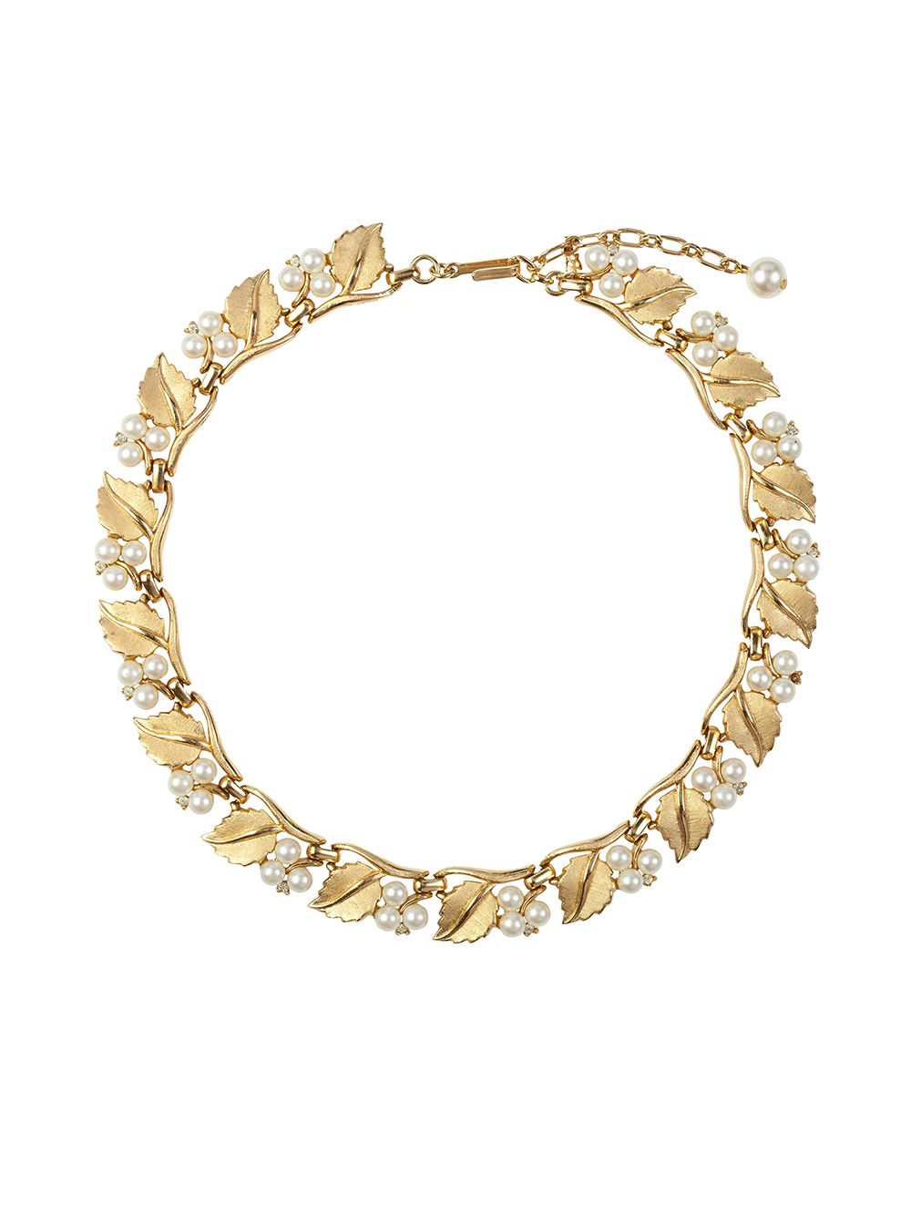 Susan Caplan Vintage 1960s Trifari pearl-embellished leaf necklace - Gold von Susan Caplan Vintage