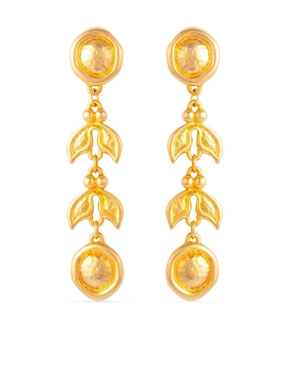 Susan Caplan Vintage 1980s Graduated Leaf drop earrings - Gold von Susan Caplan Vintage