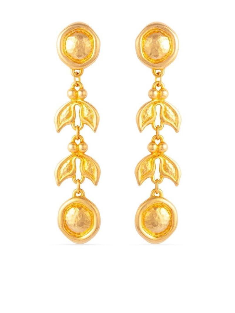 Susan Caplan Vintage 1980s Graduated Leaf drop earrings - Gold von Susan Caplan Vintage