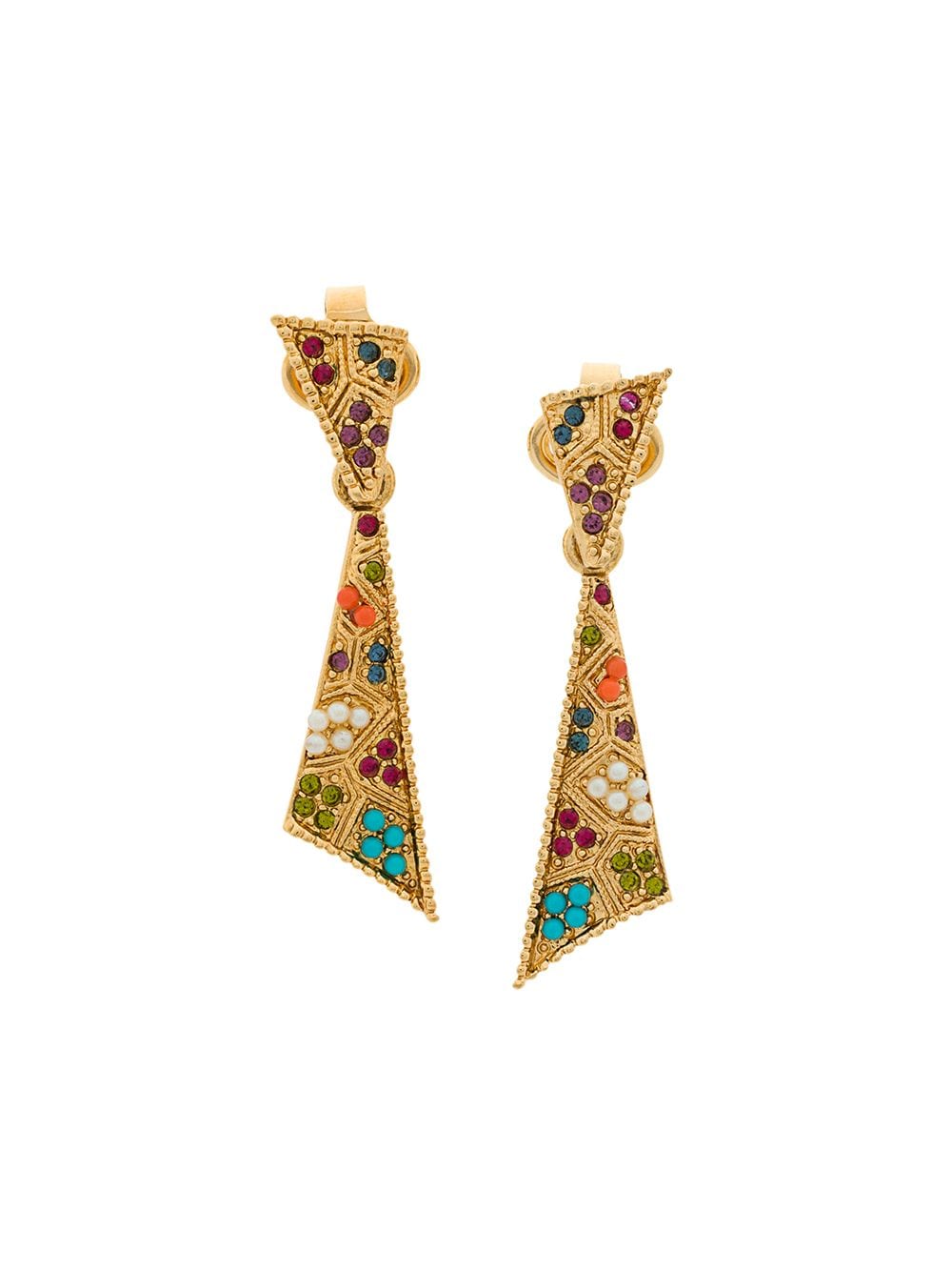 Susan Caplan Vintage 1980s Vintage D'Orlan Colourful Drop Earrings - Gold von Susan Caplan Vintage