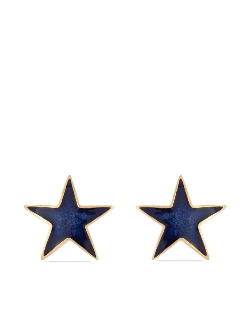 Susan Caplan Vintage 1990s enamel star clip-on earrings - Blue von Susan Caplan Vintage